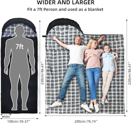 GEERTOP Adult Sleeping Bag XXL 220 x 110 cm, Winter Sleeping Bag with Compression Bag for Hiking, Portable Lightweight for Camping Trekking Outdoor Activities - Image 4
