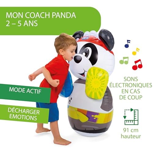 Chicco My Coach Panda, Kids Electronic Inflatable Punch Bag with Funny Sounds Water Fill Base to Keep Bag Balance, Kids Toy 2-5 Years - Image 3