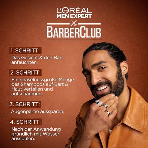 L'Oréal Men Expert Beard Shampoo 3 in 1 XXL for Men, Beard Soap for Beard, Face and Hair, Beard Care Against Dandruff with Cedarwood Essential Oil, Barber Club, - Image 6