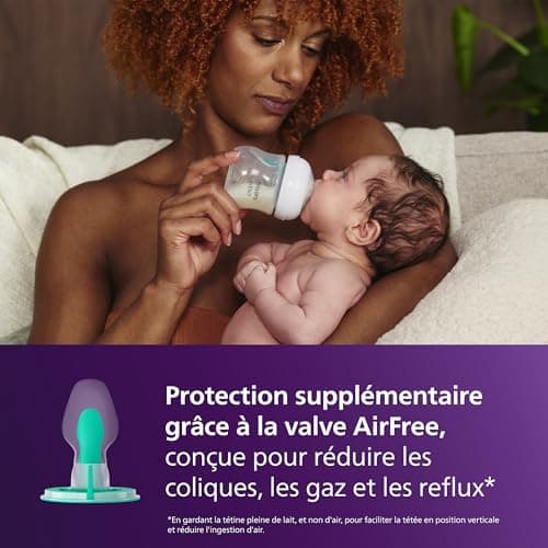 Philips Avent Biberon à Réponse Naturelle de 260 ml avec valve AirFree, sans BPA pour les bébés de 1 mois et +, motif ours (modèle SCY673/82) - Image 6