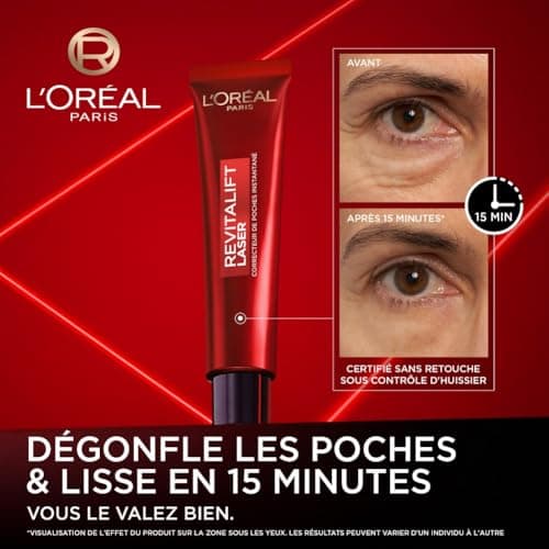 L'Oréal Paris Anti-Aging Eye Contour Cream - Reduces Wrinkles, Puffiness, Swelling and Lack of Firmness of the Eye Contour - All Skin Types - Revitalift Laser Eye Bag Instant Eraser - 15 ml - Image 3