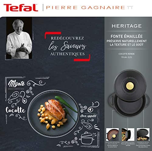 Tefal Pierre Gagnaire Heritage E2230404 Cast Steel Casserole Dish, Round, Black, 25 cm, 5.1 L, Induction - Image 3