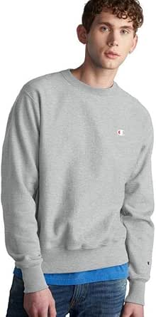 Champion Men's Reverse Weave Crew Neck Sweatshirts, grey, L