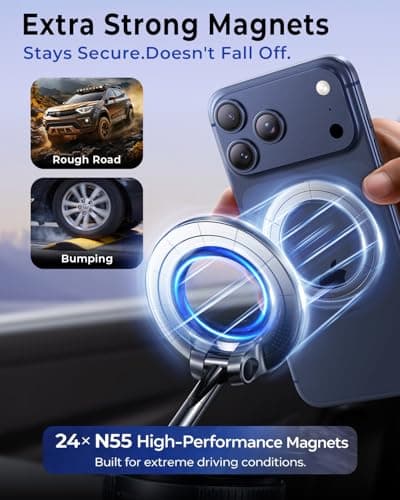 MRGLAS 2025 Upgraded Magnetic Cell Phone Holder with Magnet for Magsafe Car, Mobile Phone Holder with Vacuum Suction Cup, Wall and Shower Mounts - Image 5