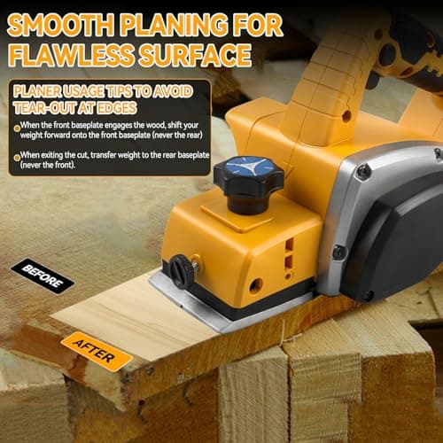 Portable Cordless Planer for DEWALT Battery 20V 15000RPM Brushless Electric Planer 82mm Cutting Width 0-2mm Cutting Depth for Woodworking, Woodworking Projects - Image 5