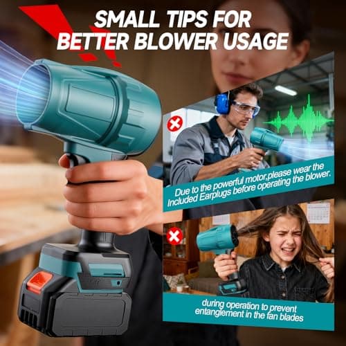 Cordless Blower Compatible with Makita 18V Batteries, 2 x 4.0Ah Batteries, Brushless Motor 38000 RPM, Three Speed Modes, Portable Blower for Leaves, Dust & Snow - Image 6