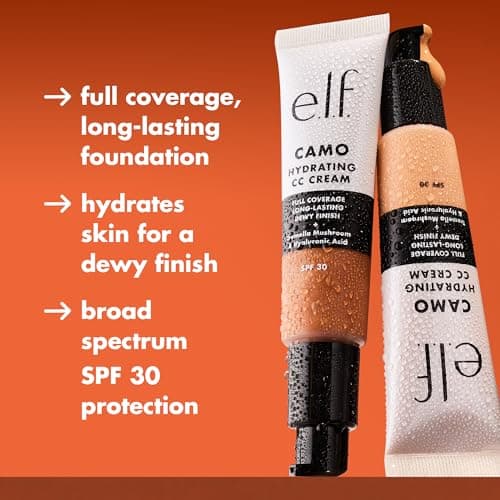 e.l.f. Crème hydratante Camo CC, fond de teint correcteur de couleur pour une finition rosée avec SPF 30, végétalien et sans cruauté envers les animaux, léger 280N - Image 6