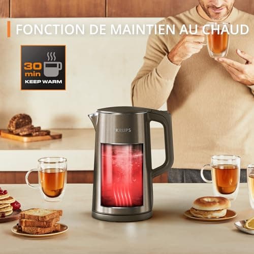 Krups Selection, Electric kettle, 6temperature, Real-time display, 30minutes warm keep, BW871FF0, Lioness - Image 6