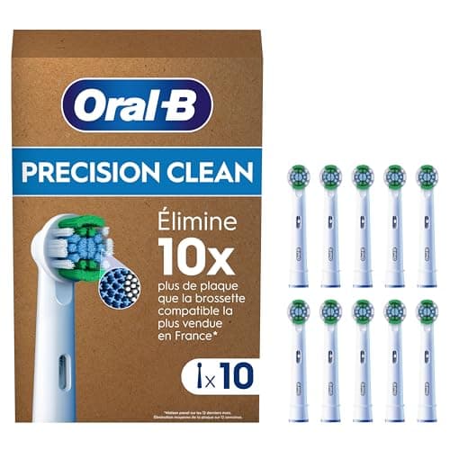 Oral-B Pro Lot De 10 Brossettes De Rechange Précision Clean, AUTHENTIQUES, Blanches, 3 Types De Filaments Et Tête Ronde Pour Un Nettoyage Précis, Embouts Pour Brosses A Dents Electriques Oral B Pro - Image 2