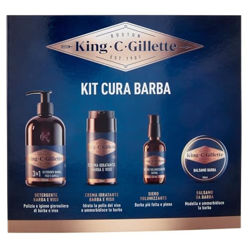 King C. Gillette Beard Care Kit for Men, Everyday Fragrance, 3 in 1 Beard and Face Cleanser 350ml, Balm 100ml, Volumising Serum 50ml and Moisturizer 100ml - Image 3