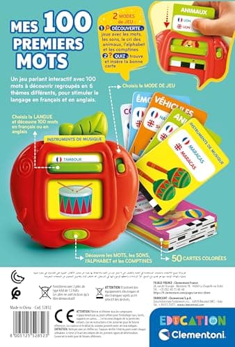 Clementoni | My 100 Bilingual First Words – Educational Electronic Toy for Children 2 to 4 Years | 50 Interactive Educational Cards | French-English | Linguistic Awakening Sounds Colors - Image 4