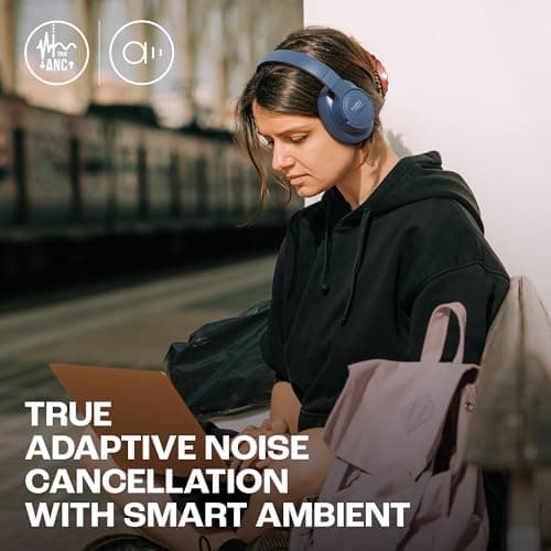 JBL Tune 770NC Casque supra-auriculaire sans fil, autonomie jusqu'à 70 h, Réduction de Bruit Adaptative, Smart Ambient, bleu - Image 4