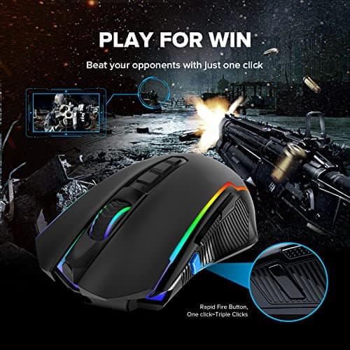 Redragon Wireless Gamer Mouse, Rechargeable Wireless Mouse with 8000 DPI, Ergonomic, RGB, 9 Buttons Programmable with Fire Button, 70 Hours, Gaming Mouse for Windows and Mac – Black - Image 5