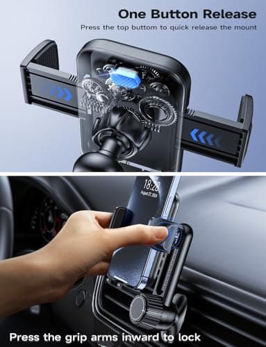 Car Phone Holder Holder: [360° Rotation & One-Hand Operation] Car Smartphone Holder Air Vent Car Mobile Phone Stands for iPhone/Samsung/Huawei/Xiaomi - Image 5