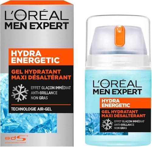 L'Oréal Men Expert - Gel Hydratant Visage pour Homme - Soin Maxi Désaltérant - Effet Glaçon Rafraîchissant - Technologie Air-Gel - Tous Types de Peaux - Hydra Energetic - 50 ml - Image 2