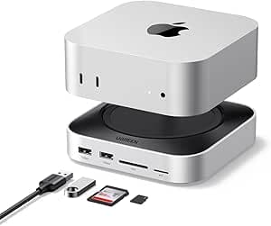 UGREEN UGREEN Docking Station and Stand Compatible with Mac Mini M4 and M4 Pro 11 in 1 Docking Station Hub USB C with M.2 NVME SSD Enclosure SD TF Card Reader 7 USB Ports 10Gbps or 5Gbps