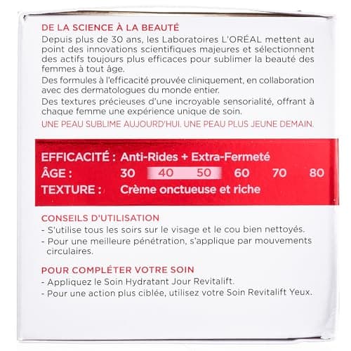 L'Oréal Paris - Anti-Aging Moisturizing Face Night Cream - Anti-Wrinkle, Extra-Firming & Toning Cream - Enriched with Pro-Retinol & Fibrelastyl - All Skin Types - Revitalift - 50 ml - Image 7