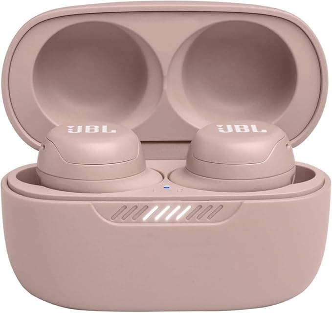 JBL LIVE FREE NC+ TWS True Wireless Active Noise Cancelling Earphones with Charging Case - Waterproof - Up to 21 Hours of Combined Listening - Pink