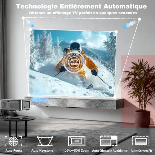 【1500 ANSI/Google TV/Auto Focus】 XIWBSY Projector 4K Supported, 38000 Lumen FHD, 360° Rotation, 4K Video Projector Voice Control, WiFi6 Bluetooth 5.3 Projector - Image 6