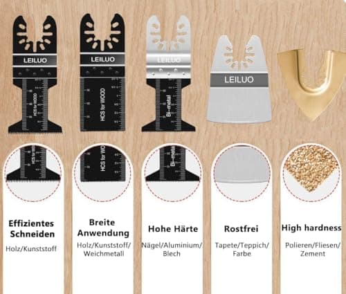 LEILUO 82-Piece Oscillating Saw Blades Wood Plastic Metal Universal Tool Multifunctional Accessories Kit Including Storage Bag Suitable for DeWalt Parkside Black&Decker Makita and More - Image 7