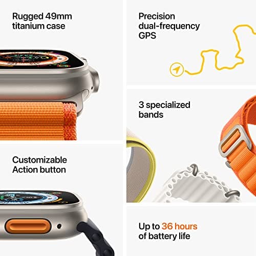 Apple Watch Ultra (GPS + Cellular, 49mm) Titanium Case with Midnight Ocean Strap - One Size (Refurbished) - Image 8