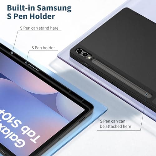EasyAcc Case for Samsung Galaxy Tab S10+ 2024 / S9+ Plus / S9 FE+ 12.4 Inch 2023 with Pen Holder, Ultra Slim Protective TPU Case Cover with Auto Wake/Sleep, Black - Image 5