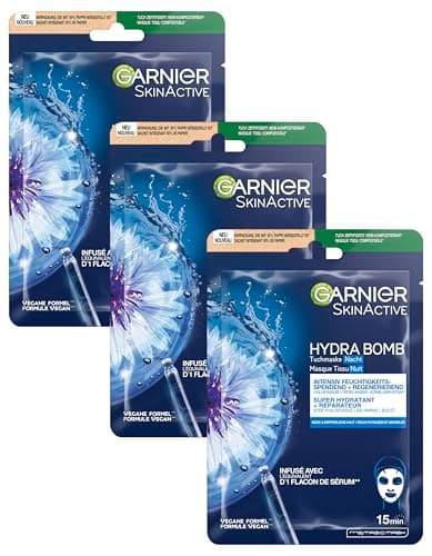 Garnier SkinActive Night Repair Fabric Mask Cornflower + Marine Water + Hyaluronic Acid (Pack of 3) - Image 3