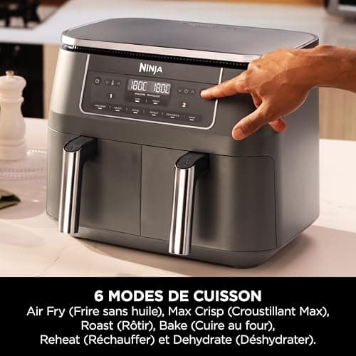 Ninja Air Fryer Dual Zone Digital, Electric Air Fryer, 2 Compartments, 7.6 L, 6-in-1, Oil Free Fryer, Max Crisp, Roast, Bake, Dehydrate, Warm, Metal Grey DZ300EU - Image 6