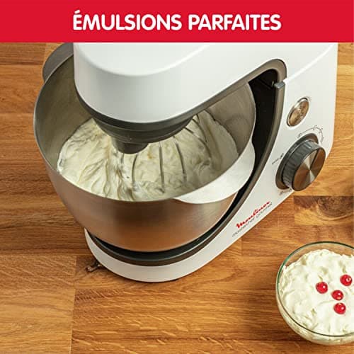 Moulinex Mixer, 4.6 L Bowl Capacity, 8 Speeds + Pulse, Whisk Whisk Technology for Perfect Whipping, Cast Aluminium Mixer and Mixer, 1100 W, Masterchef Gourmet White QA510110 - Image 6