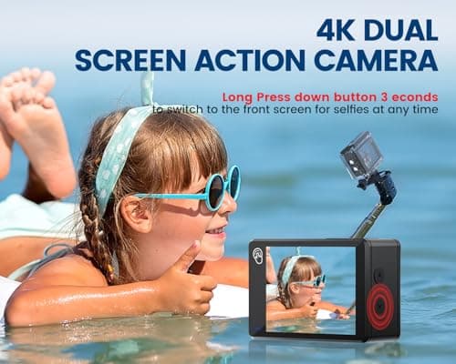 4K60FPS 48MP Touch Screen Sports Action Camera with 64GB Card, 40M Waterproof Cameras, EIS 170° Marine Cameras with WiFi Remote Control, 2 x 1350 mAh Various Accessories - Image 6