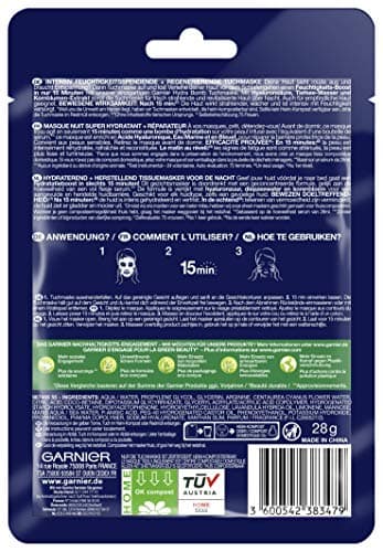 Garnier SkinActive Masque tissu NUIT réparateur Bleuet + Eau marine + Acide hyaluronique - Image 4