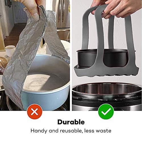Pressure Cooker Sling, Silicone Sling Bakeware 6Qt/8Qt Instant Pot/Ninja Foodi/Multi-Function Cooker Anti-Scalding Steaming Utensils Lifter Rack, BPA Free Silicone Egg Steam Rack (Grey) - Image 5