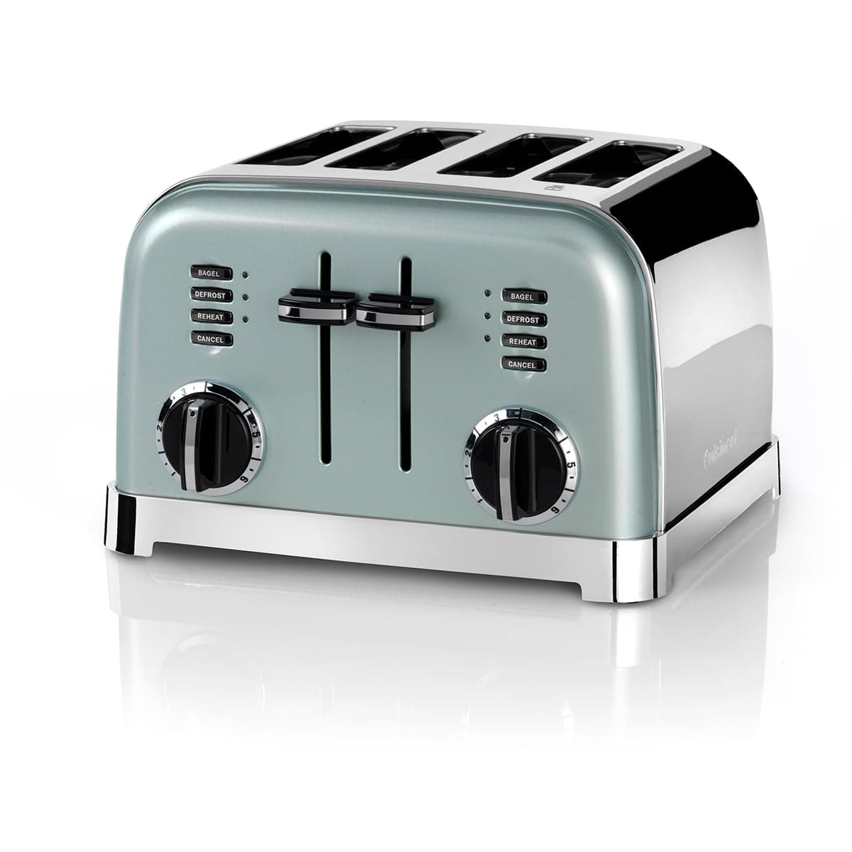 Cuisinart 4 slice toaster - Wide slots, ideal for thick bread and bagels - 6 levels of browning and defrosting - Wide slots, maximum lift - Clear pistachio