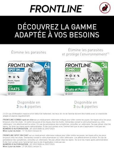 Frontline Spot-on Chat - Anti Puces, Tiques & Poux Broyeurs - Protège Pendant 4 Semaines Contre Les Puces/2 Semaines Contre Les Tiques - Fabriqué en France - 3 Pipettes - Image 4