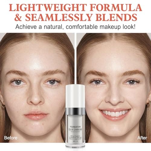 2 Pack Fondation liquide, Flawless Colour Changing Warm Skin Tone Foundation, Foundation Color Changing, SPF15, teint hydratant, Tous Les Tons de Peau, Correcteur Couverture Liquide Visage Nude - Image 5