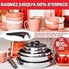 Tefal Set Ingenio 20-Piece Cookware Set, Frying Pans, Saucepans, 2 Removable Handles, Induction, Stackable, L897SK04 + Tefal Kitchen Knife Block, 4 Knives, Stainless Steel K2324S55 - Image 4