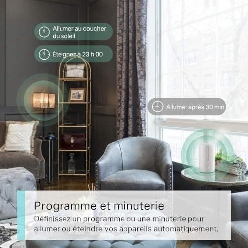 Tapo Prise Connectée WiFi, Prise Intelligente compatible avec Alexa et Google Home, 10A Type E, Contrôler le radiateur, la cafetière, la lampe à distance, aucun hub requis, Tapo P100(FR) 2 Pack - Image 5