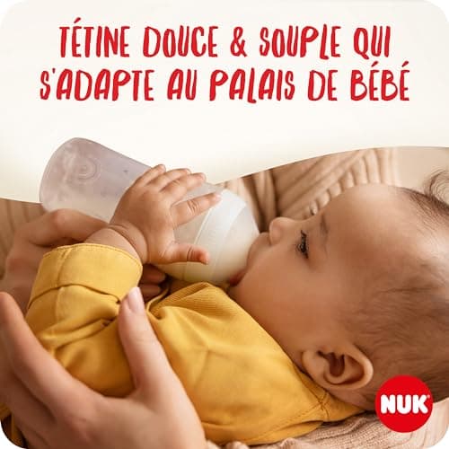 Nuk Perfect Match Baby Bottle Set, 3+ Months, Palate Friendly, Temperature Control, Anti-Colic Vent, 260 ml, BPA Free, Silicone M Teat, Rainbow & Heart, 2 Pieces - Image 4
