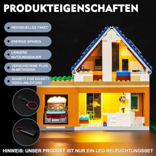 LED Lighting Kit for Family House and Electric Car 60398 (No Lego), Decorative Lighting for City Family House with Electric Car, Creative Toy - Image 5