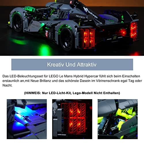 LED Licht Set for Lego 42156 Technic Peugeot 9X8 24H Le Mans Hybrid Hypercar (Kein Lego-Modell), Dekorationsbeleuchtungsset Kreative Spielzeug-Standard Version, 12 Months and Up - Image 4