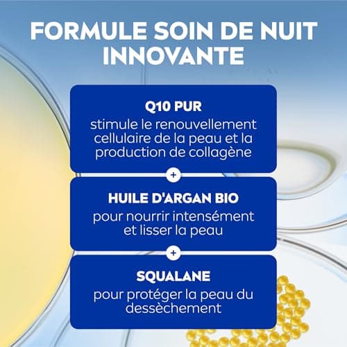 NIVEA Q10 Soin de Nuit Extra Nourrisant (1x50 ml), crème anti rides enrichie en Q10 pur & Huile d'Argan, crème anti-âge nourrissante, soin hydratant visage peaux sèches à très sèches - Image 4