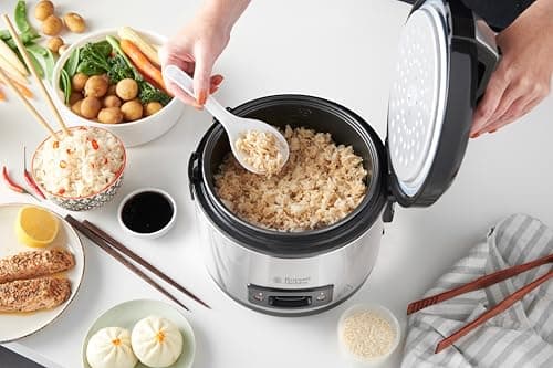 Russell Hobbs Rice Cooker [2-in-1 - Simple & Fast] Classic (1.2L, Steamer Basket, Lockable Lid, Auto Warm, Removable Non-Stick Bowl) 27080-56 (Amazon Exclusive) - Image 4