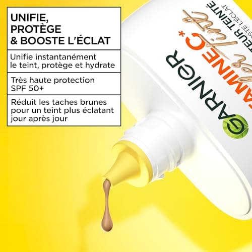 GARNIER - SkinActive Vitamine C - Fluide Perfecteur Teinté Wonder Tint SPF50+ - Soin Teinté Visage Protecteur - Unifie, Hydrate & Réduit les Taches Brunes - Tous Types de Peaux - Teinte Medium - 40 ml - Image 3