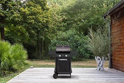 Campingaz Xpert 100 L Plus Rocky Gas Barbecue for Volcanic Stone, Gas Barbecue with 2 Burners, 7.1 kW Power, 2 Chrome Steel Grills, 2 Side Tables and Lava Stones - Image 3