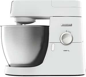 Kenwood Chef XL KVL4100W, Mixer with 3 Hooks and Whisks for Kneading, Ideal for Assembling and Mixing, Dishwasher-Safe Bowl 6.7 L, 1200 W, White