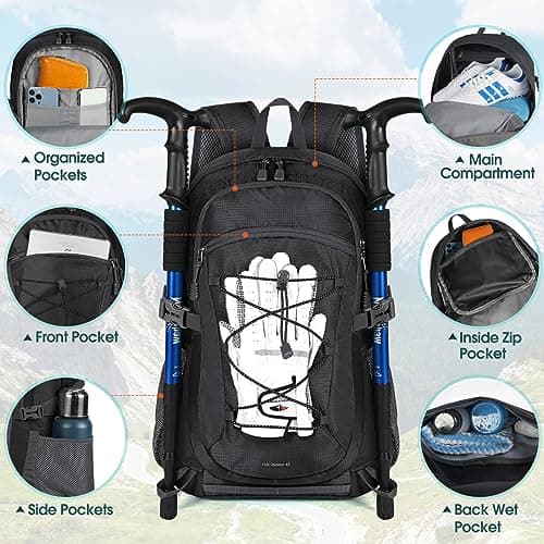 RAINSMORE Hiking Backpack 40L Ultralight Foldable Travel Backpack Men Women Waterproof Trekking Backpack Large Capacity for Mountaineering Climbing Sport Camping - Image 5