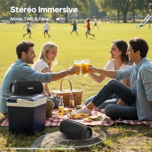 Tribit StormBox Lava Powerful Bluetooth Speaker, 80W Wireless Speaker, 24H Battery Life, IP67 Waterproof, Bluetooth 5.4, Custom EQ, XBas, TWS Pairing for Camping/Beach/Party/Outdoor - Image 7
