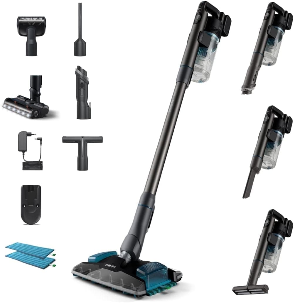 Philips Philips 8000 Series Pet Cordless Vacuum Cleaner, 80 Min Autonomy, Powerful Suction, Floor Recognition, Smart Screen, LED Tips, Aqua & Animals, Anti-Allergic Filtration (XC8055/01)