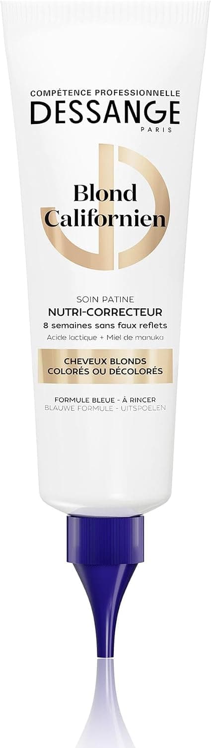 DESSANGE - Patina Blue Nutri-Corrector Californian Blonde - Lactic Acid & Manuka Honey - Nourishes & Neutralizes Yellow Reflections - Blond, Colored, Bleached Hair - 140 ml - Image 1