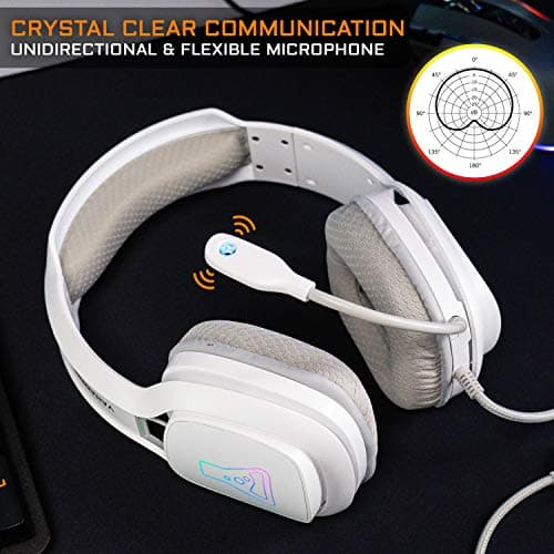 The G-Lab Korp Vanadium Casque Gaming - Casque Gamer avec Micro Anti-Bruit, Audio Stéréo, LED RGB, Léger, Jack 3.5mm pour PC/PS4/PS5/Xbox One/Mac/Nintendo Switch/Tablette/Laptop/Smartphone (Blanc) - Image 4